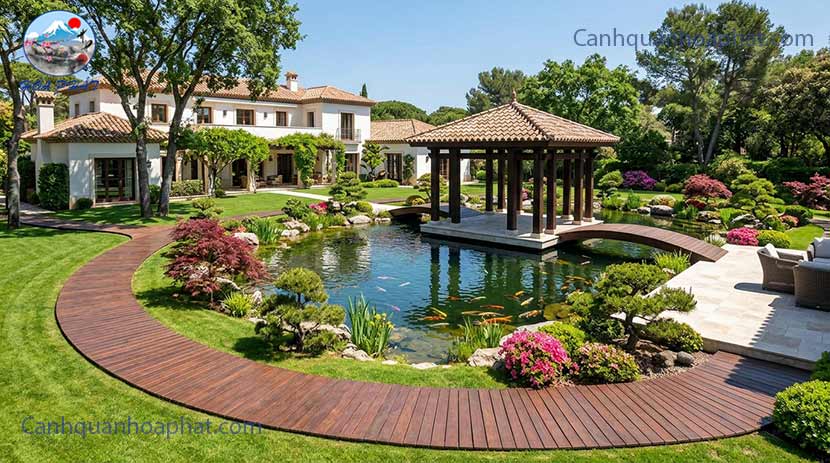 sân vườn biệt thự hoà phát