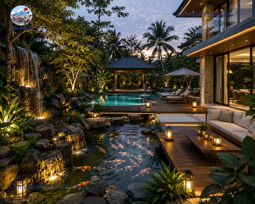 sân vườn khu nghỉ dưỡng