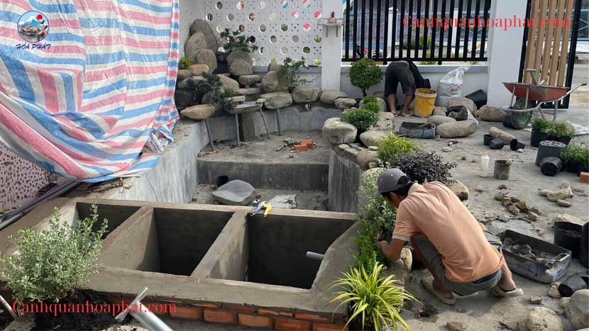 hệ thống lọc truyền thống 3 ngăn của hồ cá koi