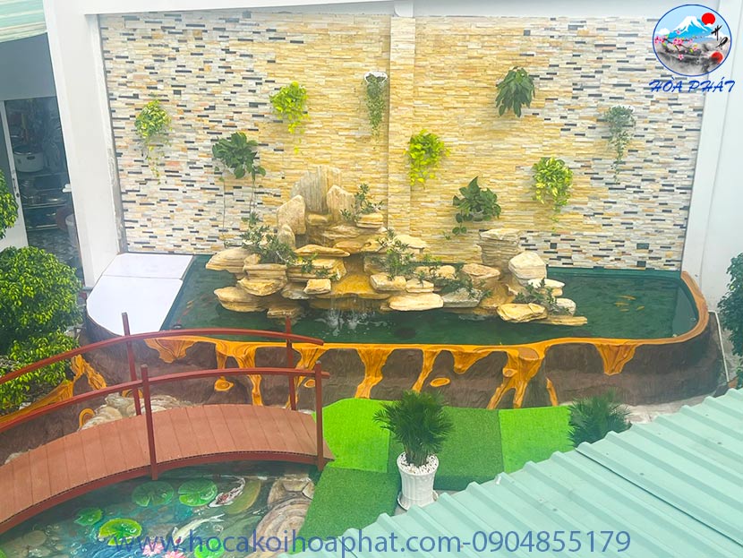 thi công hồ cá koi cho quán cà phê tại Tân an long an