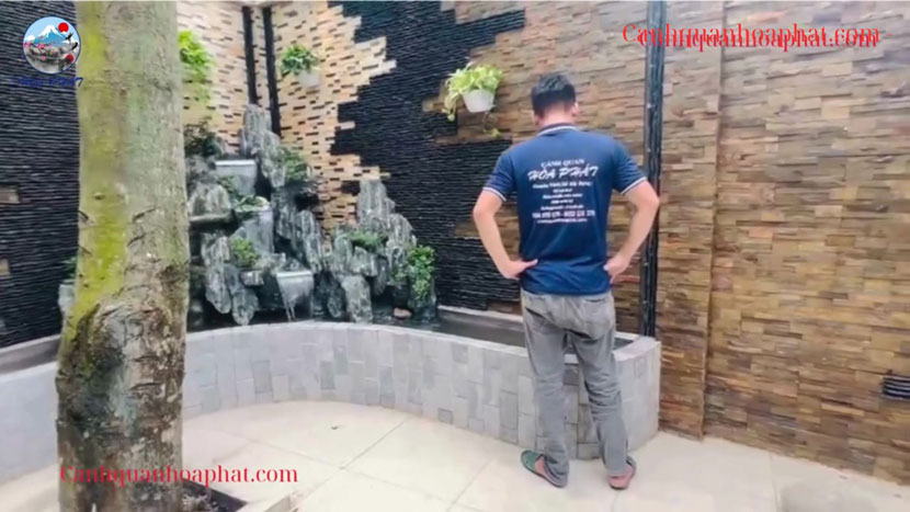 thi công hòn non bộ bằng  đá san hô cảnh quan hòa phát