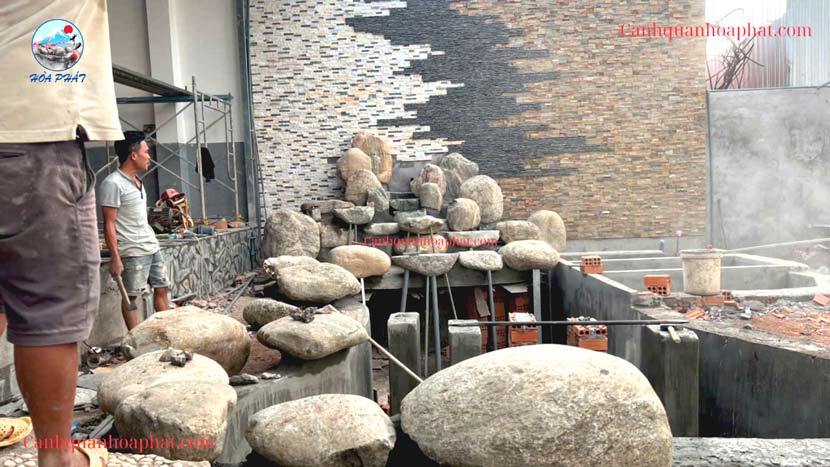 dần hình thành dáng thác nước 