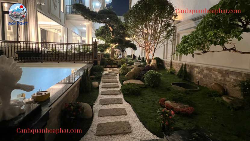 Hoàn thành công trình hồ cá koi kết hợp sân vườn tại Gò Vấp cảnh quan hòa phảt