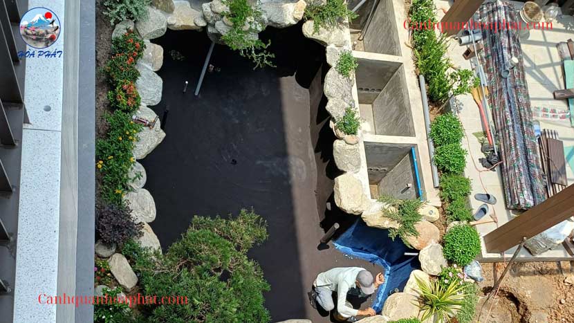 chống thấm và kè đá thành hồ cá koi - hòa phát