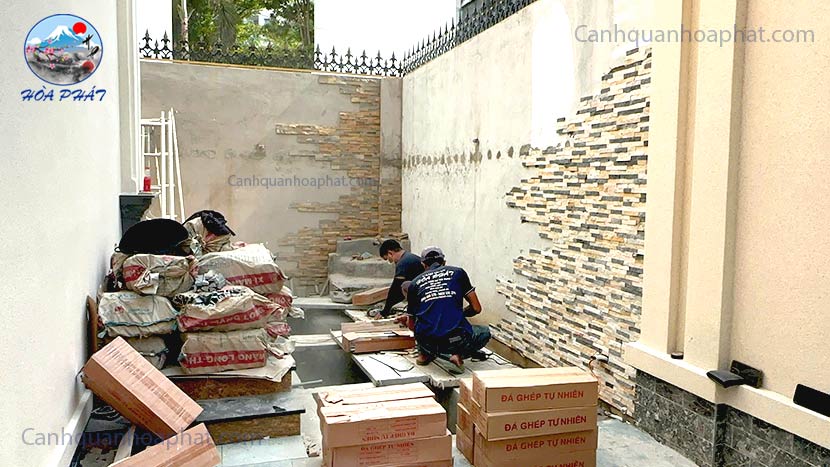 một góc nhìn cho công đoạn dán đá ghép tường