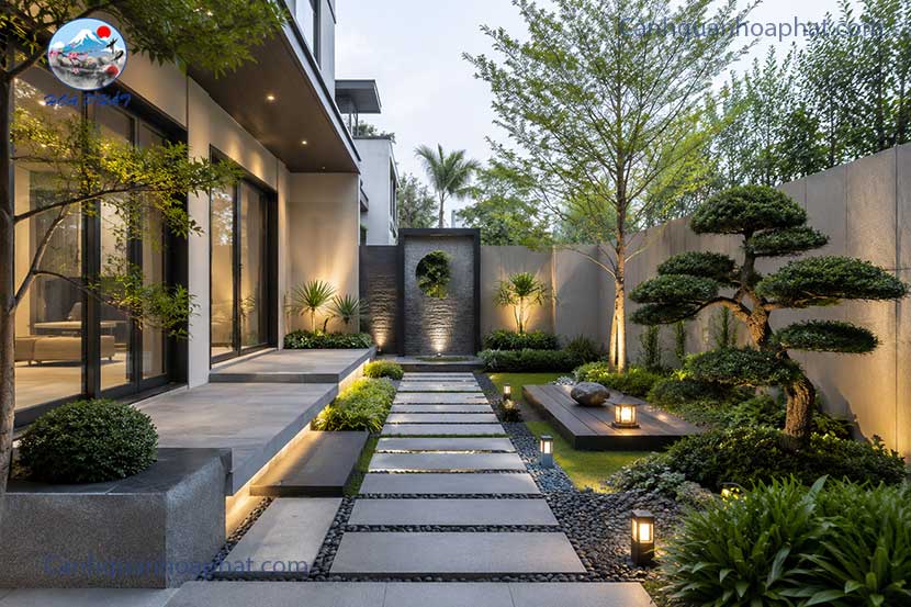 thiết kế sân vườn hiện đại hòa phát