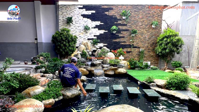 Thi công hồ cá Koi 40m3 Xuân Lộc Đồng Nai