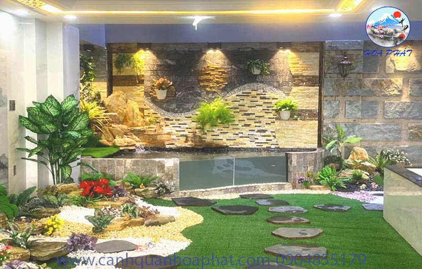 Tiểu Cảnh Tường Nước Kết Hợp Hồ Cá Koi & Hòn Non Bộ | Cảnh Quan Hòa Phát